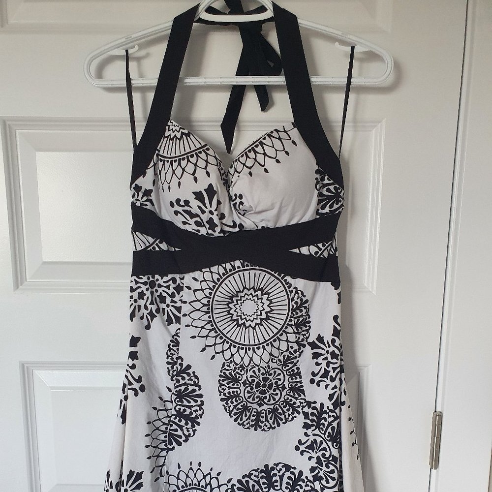 Majora - black and white halter style dress (Small)
